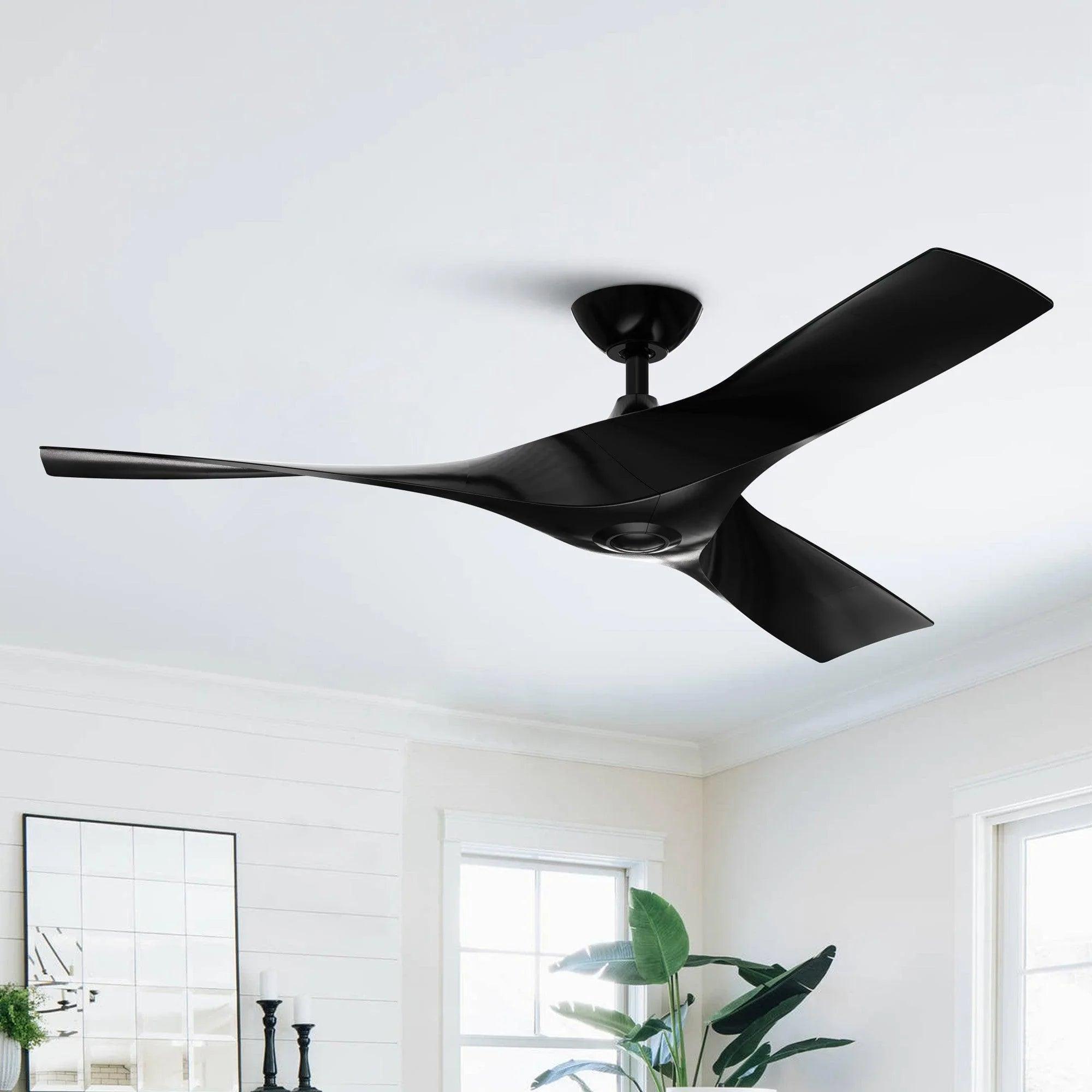 52" Windmill Industrial Ceiling Fan with Remote, DC Motor Reversible Downrod Mount