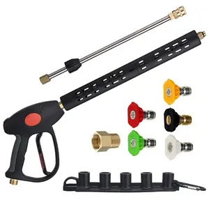 【Father's Day Gift】M MINGLE Handheld Pressure Washer Water Spray Tool, Car Wash Equipment with Foam Lance, 40-Inch Extension Wand, M22 15mm/M22 14mm Fittings, 5 Nozzle Tips, 4000 PSI, Quick Connect, Trigger Lock, Car Detailing Accessories