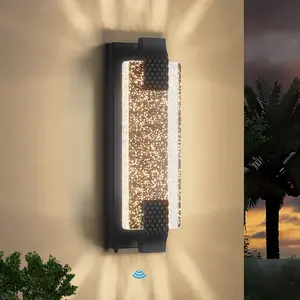 Dusk to Dawn Outdoor Light, with Crystal Bubble Glass, Outdoor Wall light, LED Porch Lights, Waterproof IP65, Black,Modern Outside Wall Sconce Wall Mount for Doorway Hallway Garden Porch Patio Yard,
