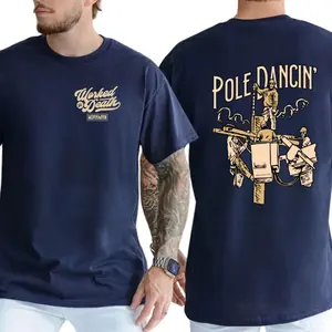 Pole Dancin’ Lineman Graphic T-Shirt – Utility Worker Climbing Pole Tee, Funny Electrician Work Shirt, Unisex Blue Collar Streetwear