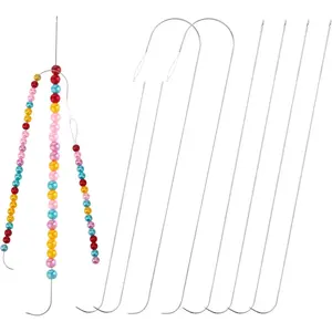 8Pcs Big Eye Beading Needles for Bead Spinner, Clay Bead Spinner Needles Stainless Steel Seed Bead Needles for Jewelry Making Bracelet Necklace Jewelry Making(3 Styles)