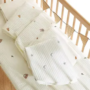 Baby Bed Quilted Embroidered Mattress Cover Sheet, Premium Sweat-Wicking Breathable All-Season Use, Simple Elegant Fashion Multi-Sizes Available