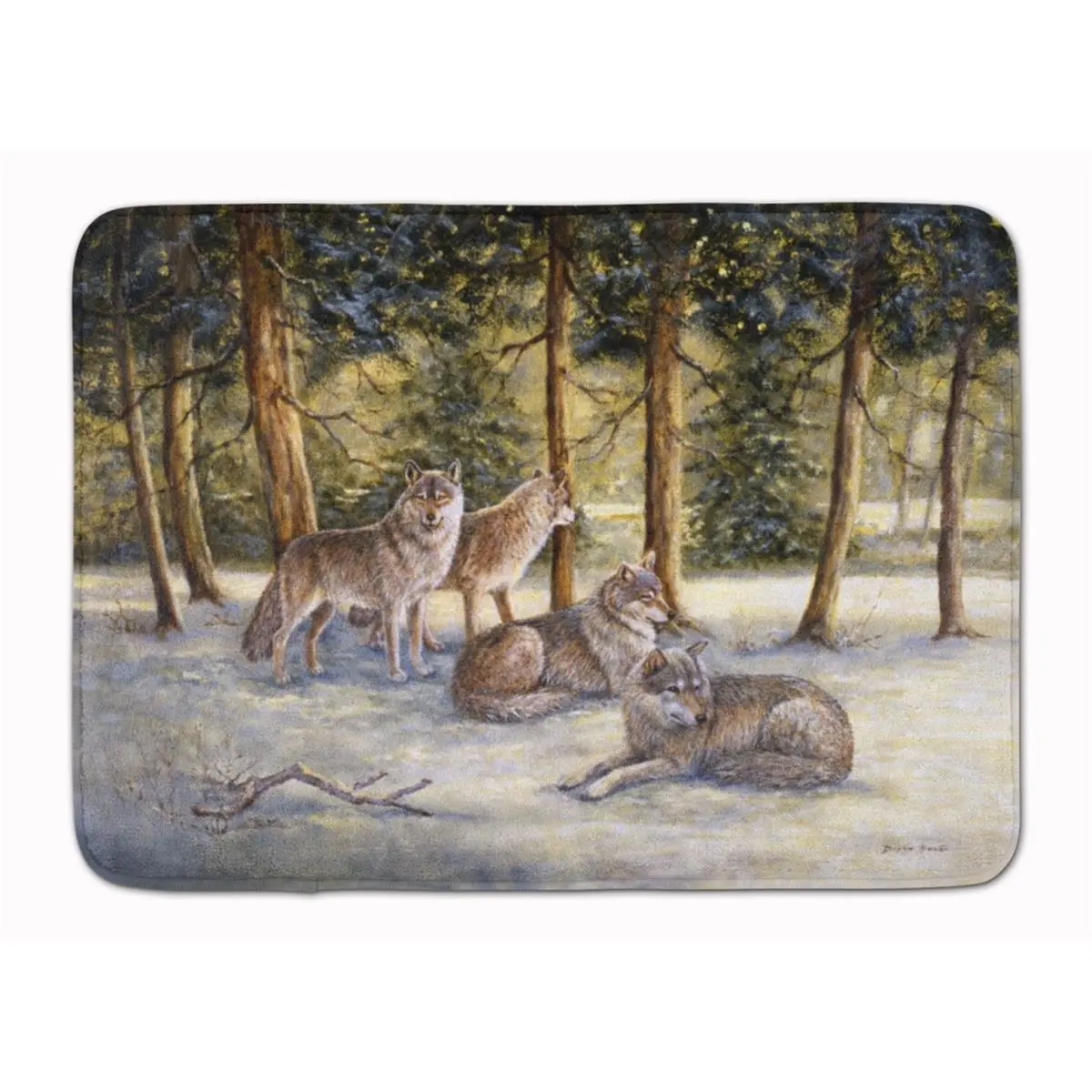 Wolves by Daphne Baxter Indoor Animals Memory Foam Mat, Full-Cushion Memory Foam, 19" h x 0.25" w x 27" l, Machine Washable, Dry in Low Temp, Soft