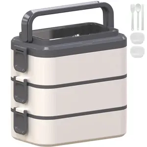 Stackable Bento Box Adult Lunch Box 3000ML Large Capacity 3 Layers Leakproof Microwave Safe with Utensil Set - Tableware