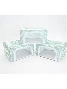 Periea Set of 3 Compact Collapsible Storage Boxes with Window Zip & Steel Frame for Closet Organization and Bedroom Storage 11.8" L × 9.3" W × 6.3" H Organiser Metal Lightweight Black Floral