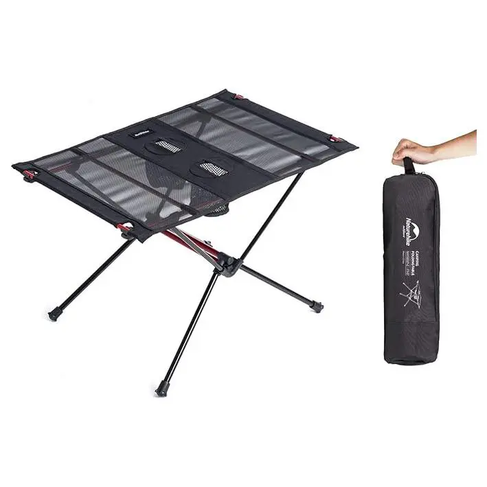 Naturehike Ultralight Foldable Camping Table - 1.6 lbs Portable Aluminum Table with 2 Cup Holders, 2-Step Assembly & Carry Bag for Outdoor Camping, Picnic, Beach, Fishing, Folding Camping Table