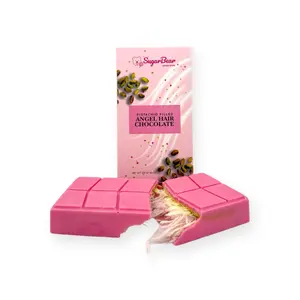 Pistachio Filled Angel Hair Luxury Chocolate - Viral Chocolate With Cotton Candy And Pistachio Cream - 2.9 oz Chocolate Bar Almond Salt