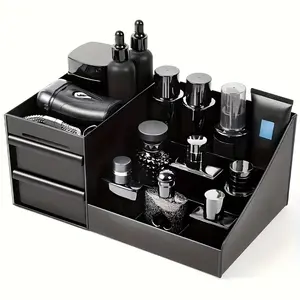 Men's Cologne Organizer, Multi-Layer Perfume & Skincare Storage Box with Hidden Drawer, Bathroom Countertop, Dressing Table & Dresser Organizer, Durable Desktop Caddy for Grooming Essentials, Minimalist Gift for Him