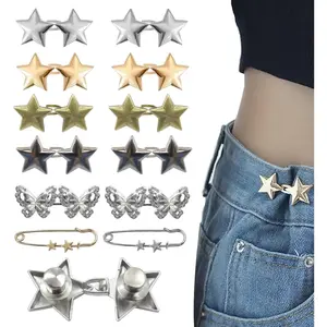 12 Sets Jean Buttons Pins, No Sew and No Tools Instant,  and Adjustable Pant  Tightener, Button Adjuster for Pants, Jeans, Skirts, Sleeves