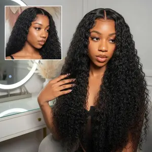 Water Wave 13x6 Lace Front Wigs Human Hair Pre Plucked with Baby Hair 180 Density Curly HD Transparent Lace Frontal Wigs Wet and Wavy Human Hair Wig for Women