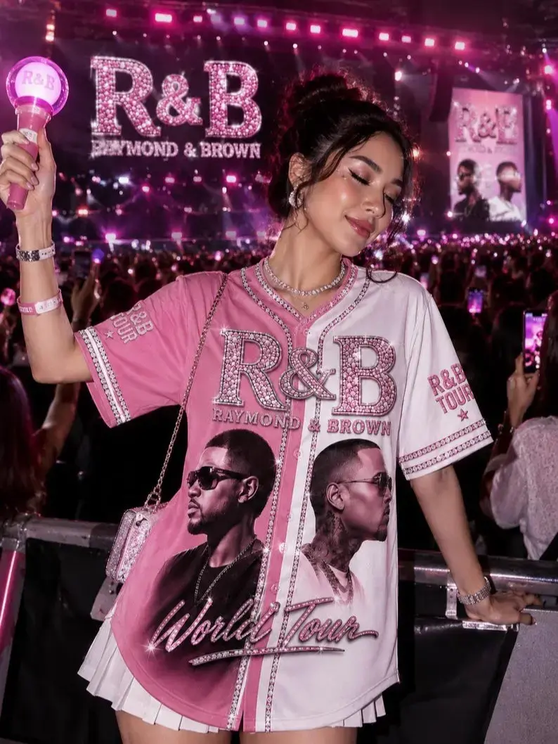 R&B Tour Inspired Baseball Jersey, Hip Hop Concert Graphic Fan Shirt, Vintage Music Button Down Jersey, Unisex Urban Streetwear, Festival Outfit & Music Lover Gift