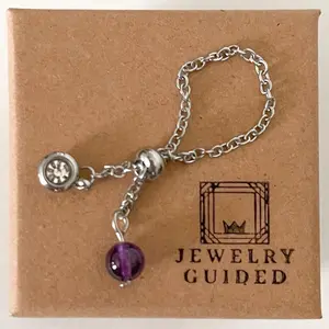Natural Adjustable Amethyst Chain Ring Daily