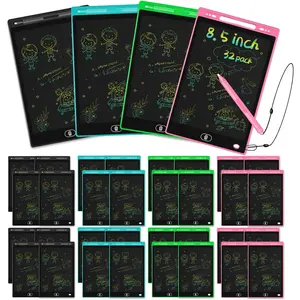 32 Pack LCD Writing Tablet 8.5 Inch with attached Pen and String for kids, toddlers, girls, boys, reusable erasable colorful Doodle Board, Doodle Pad, educational learning Toys Gifts (8.5inch, 32pack)
