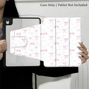Cute Pink Bow Tablet Case, 360° Rotating Stand Folio with Pencil Holder, Lightweight Anti-Fall Cover for 7.9/8.3 inch Tablets, Great Gift for Teens