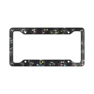 Soot Sprite Studio Ghibli License Plate Frame - Spirited Away & My Neighbor Totoro Anime Car Accessory - Kamaji Fanart Black & White License Plate Cover - Gift for Ghibli Fans