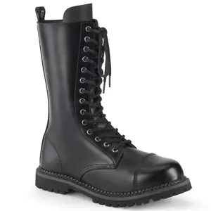 Demonia Men's Riot-14 Black Leather Knee-high Boots