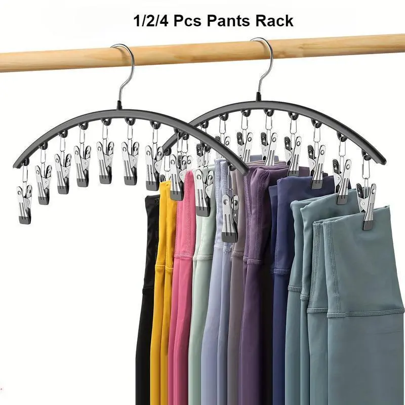 Yoga Pants Hanger, 1/2/4 Counts Space Saving Organizer Storage Hanger with 10 Clips, Durable Clothes Organizing Hanger, Clothes Organizer for Home Bedroom Closet, Hanging Organizing