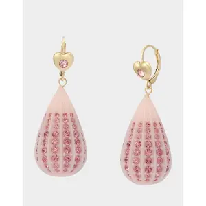 Betsey Johnson CRYSTAL TEAR LEVER EARRINGS PINK