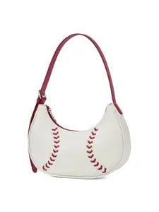 Baseball Stitch Moon Bag, Vintage Half-Moon Shoulder Bag, Fashionable Eye-Catching Women's Casual Crossbody Bag