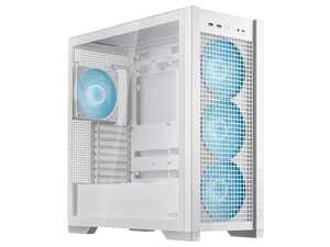 ASUS TUF Gaming GT302 ARGB White Edition ATX Mid-Tower Case Four 140 x 28 mm ARGB fans for high airflow and static pressure, interchangeable side panel, hidden-connector motherboard support