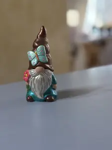 Vintage Boho Hippie Gnome, Hand Painted One-of-a-Kind Collectible with Butterfly and Flowers