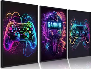 Gaming Wall Art Poster Set of 3 – 12x16 Inch Unframed Prints for Boys Room Decor – Cool Video Game Controller Theme Posters for Bedroom, Playroom & Gamer Home Decor