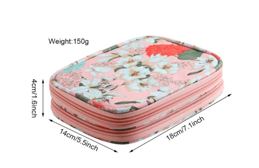 Floral Crochet Hook Case Organizer - Portable Travel Bag for Knitting Needles and Accessories (Bag Only)