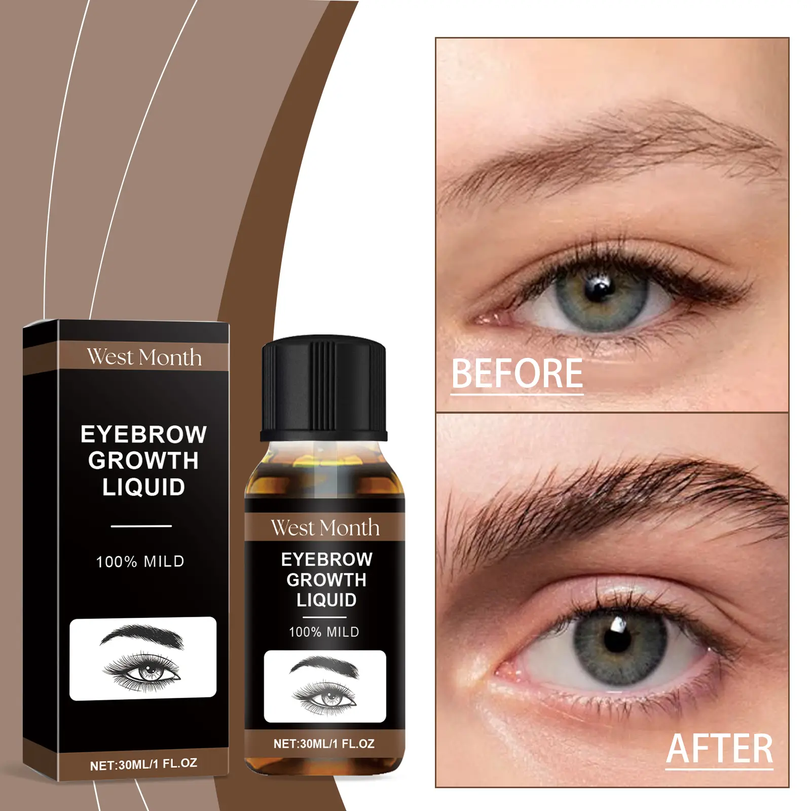 West Month Eyebrow Care Essential Oil, Gentle Moisturizing Brow Root Sweet Natural Beauty Care Solution
