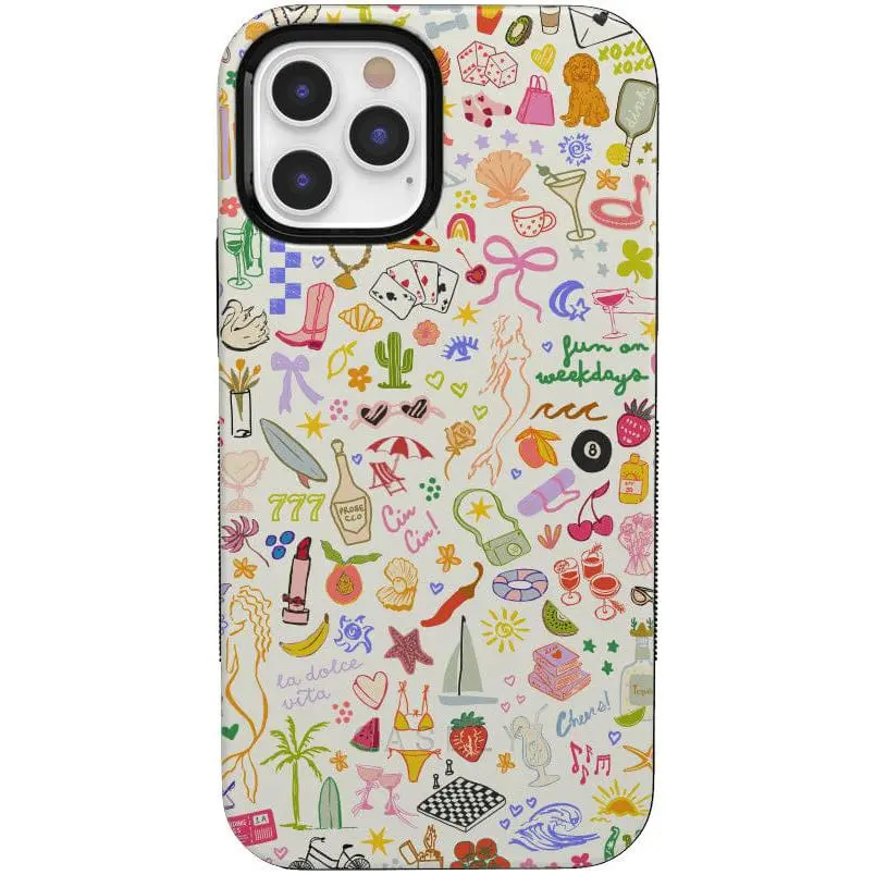 Casely iPhone 12/12 Pro Case | Fun on Weekdays | All the Fun Things | Bold Protective Design | Compatible with MagSafe