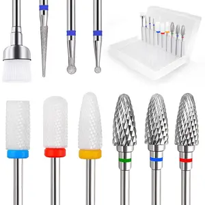 10 Pieces Ceramic Nail Drill Bits , 3/32 Inch Professional Acrylic Nail Bit Set, Nail File Bits Nail Art Tools for Electric Manicure Machine Home Salon Use Acrylic Nail Art Tools, Carbide Remover Bits for Manicure Pedicure