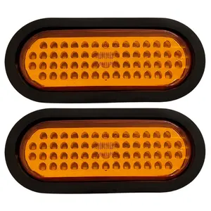 6" Inch Amber/Red/White Oval 56 LED Stop Turn Tail Light with Rubber Grommet 3-Wire Trailer Plug DOT/SAE Approved Waterproof High Intensity LED's for Tractor Trailer Jeep