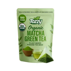 Tozzy Organic Matcha Green Tea – Clean Energy & Focus | 100 Pyramid Tea Bags