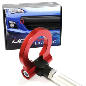 iJDMTOY Red Track Racing Style Front Tow Hook Ring For Subaru BRZ WRX STi, Scion FR-S Toyota 86, Made of Lightweight Aluminum