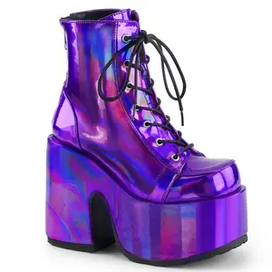 Demonia Camel-203 Purple Hologram Vegan Leather Ankle Boots Demonia Camel-203 Purple Hologram Vegan Leather Ankle Boots