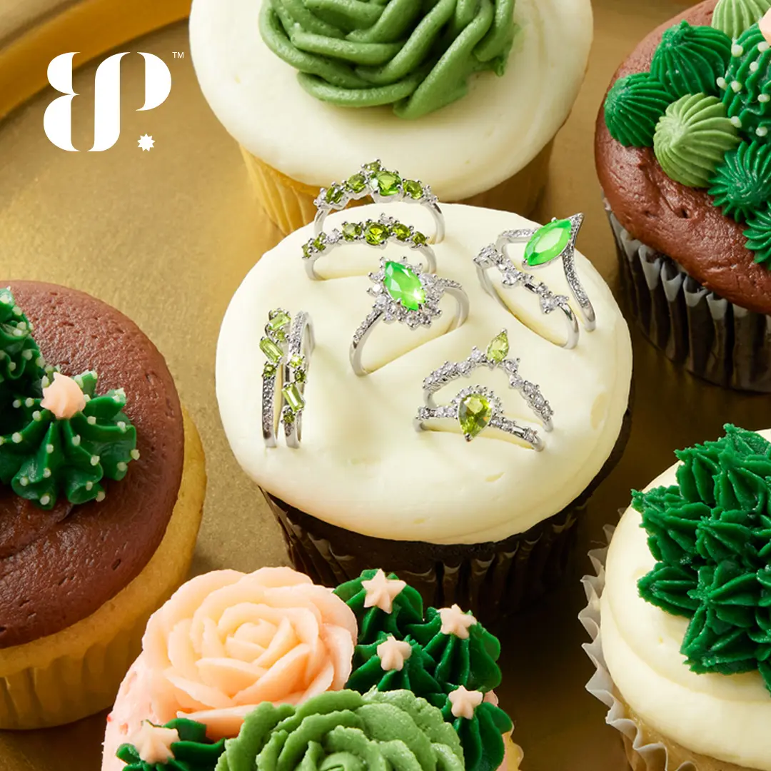 Bomb Party August Birthday Collection Rings, Peridot Gemstone