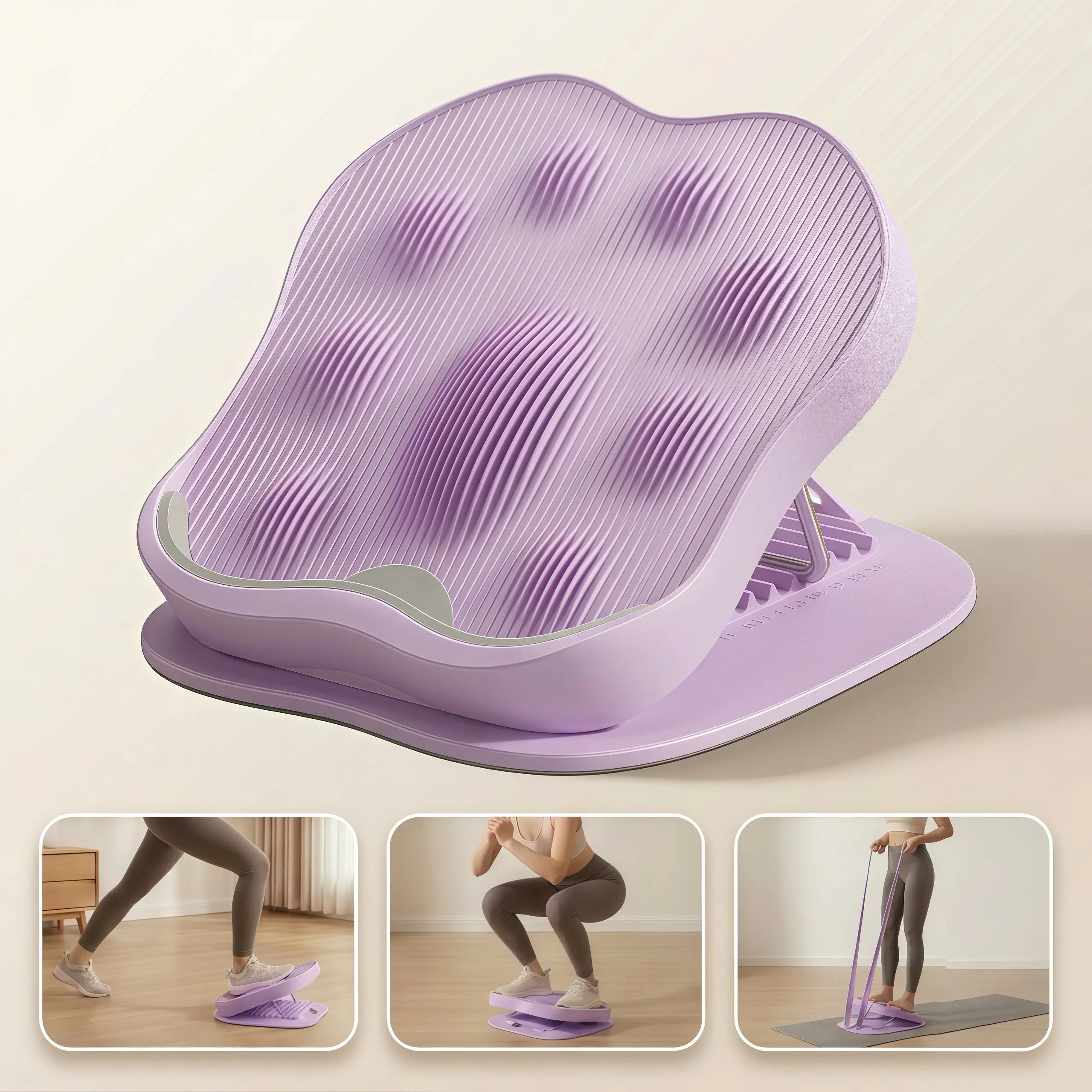 Adjustable Steel Frame Slant Board - 9 Angles Incline Wedge for Calf Stretching, Achilles Tendon Support, Plantar Fasciitis Relief, 450lb Capacity, Compact Fold Slanted Shape for Home Fitness Balance Training, 9-Level Incline, Calf & Hamstring Release, Fl