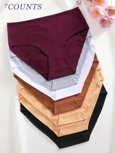 Women's High-Waisted Cotton Underwear Panties Set, Breathable & Soft Design, S-Xxl Sizes Available, All Season Comfort