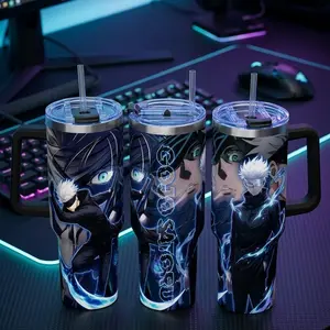 Gojo Tumbler 20oz 40oz, Jujutsu Tumblers, Travel Mug with Handle and Straw, Gift For Anime Fans Water Bottles Drinkware Flasks