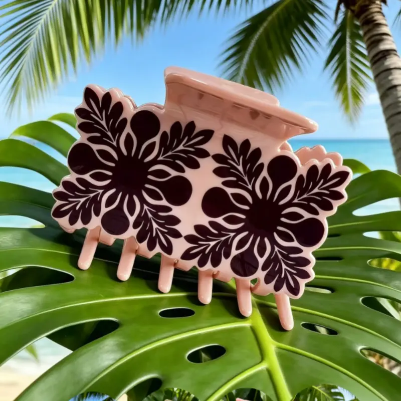 Hawaiian Hibiscus Claw Clip, Large Tropical Acetate Hair Clip for Women, Durable Non-Slip, Suitable for All Hair Types, Beach & Daily Use, Hibiscus Flower Hair Clip, Hairclips