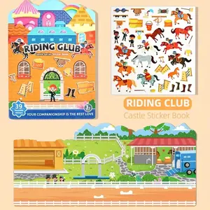 Reusable DIY Sticker Book for Kids Aged 3+, Multi-Scene and Theme Fun Stickers, Perfect Gift for Children, Paper Material, Self-Adhesive