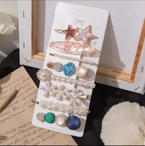 8 PCS Macaron Pearl Fashion Hair Clips Set, Handmade Cute Hair Barrettes, Gifts for Women Girls Adult Decorative Party Wedding