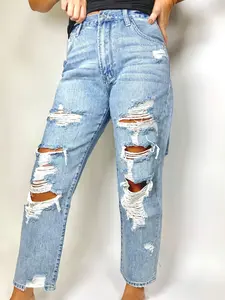 Maddie Mae Heavy Distress Mom Jean