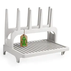 PopYum Seattle Gray Space Saving Drying Rack from 100% Recycled Bottles, countertop for Baby Bottle, Plastic Bags, Cups, Glass, tumblers, Compact