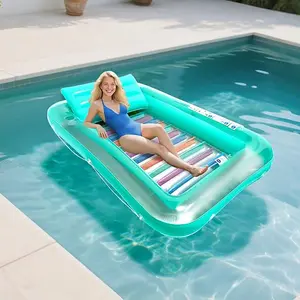 Large Pool Floats for Adults, Inflatable Tanning Lounger with Pillow, 4-In-1 Multi-Purpose Pool Floaties for Parties