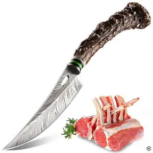 Stainless Steel Ultra-Sharp Curved Feather Knife, Kitchen Professional Precision Cutting, Trimming, and Meat Slicing Tool, Single Base Unit