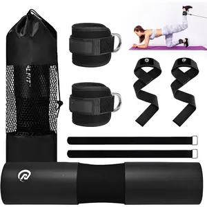 Barbell Pad Set with Lifting Straps & Ankle Straps - Squat Pad for  Thrusts, Lunges, Weightlifting - Heavy Duty Strength  Equipment for Powerlifting,  Gym