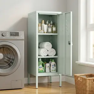 Lockable Metal Locker Cabinet, 39''h Metal Storage Cabinet with Lock, Adjustable Shelf & Ventilation, Steel Locker for Gym, School, Office, Home, Garage
