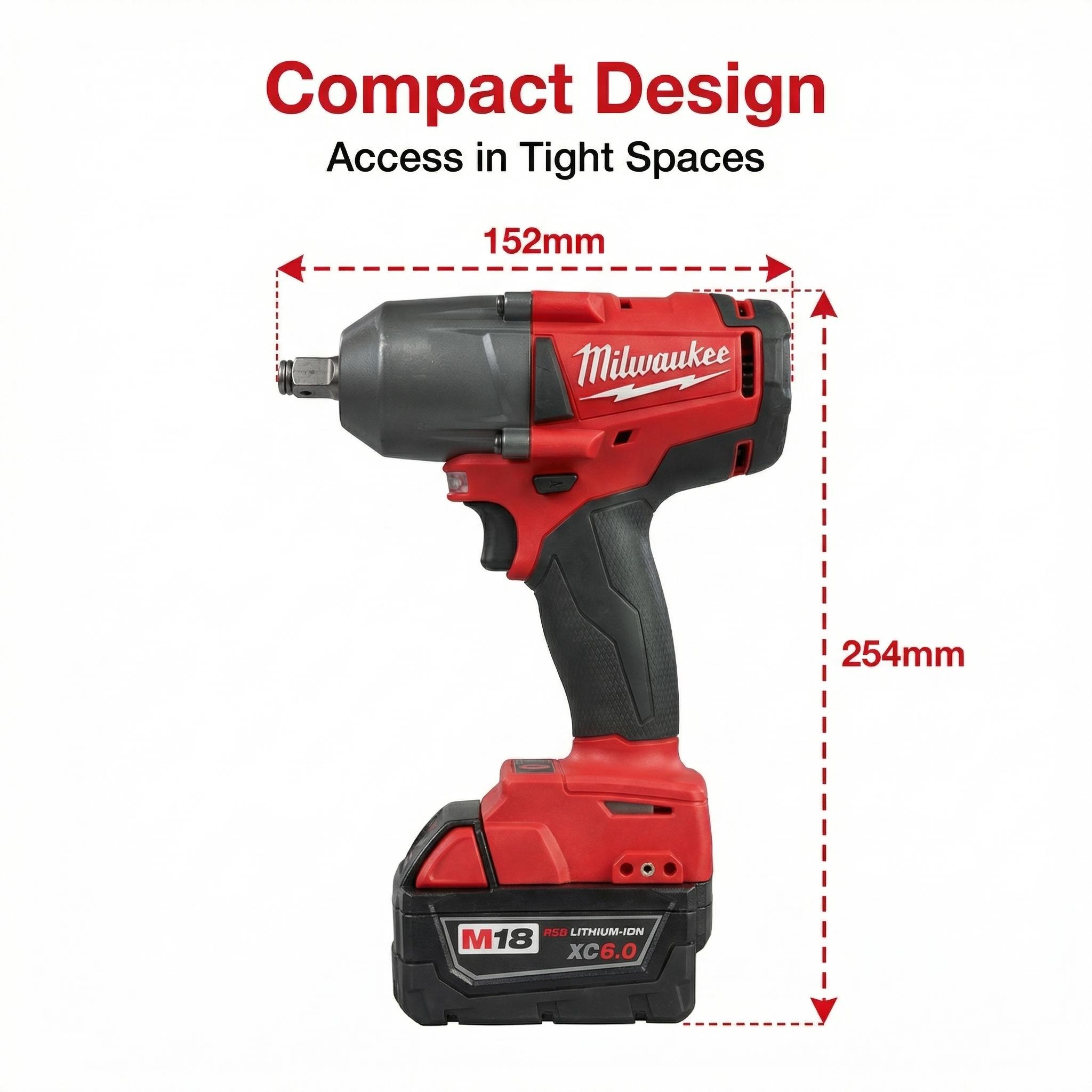 Milwaukee M18 FMTIWF12 Cordless Impact Wrench With Battery Charger for Industrial Maintenance Electric Wrench High Power