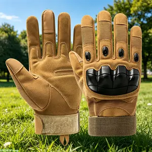 Full Finger Unisex Tactical Gloves, Airsoft Shooting Protective Hand Gear, Hard Knuckle Guard Gloves With Breathable Anti Slip Perforated Palm, Adjustable Wrist Strap Shockproof Hand Covers For Riding Hiking Hunting Military Training Outdoor Sports