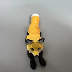 3D Printed Multi-Jointed Fox Statue, Relaxing Collectible, No Power Required, Home Decor, Office Desk Decoration, Unique Art Piece